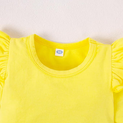 LYSMuch Baby Girls Ruffle Long Sleeve Bodysuit Infant Solid Color Top Jumpsuit Clothes