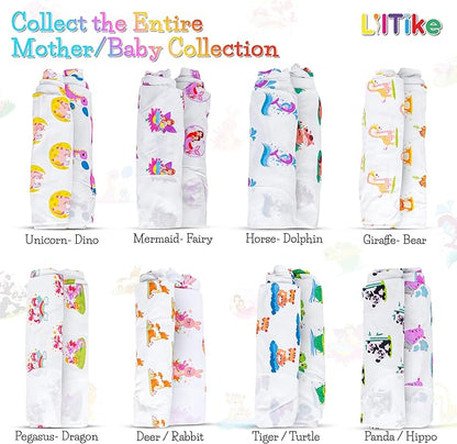 LilTike Swaddle - Mother & Baby Collection, Sm/Med, 2 Pack, Giraffe and Bear, Cotton Baby Swaddles with Zipper, 0-3 Months, Swaddles for Newborns, Baby Sleep Sack, Baby Swaddle Blanket Wrap