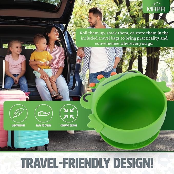 MRPR Hop & Snack Silicone Frog Bowl – Silicone Suction Bowl for Toddlers – BPA-Free, Microwave & Dishwasher Safe – Spill-Resistant, Travel-Friendly
