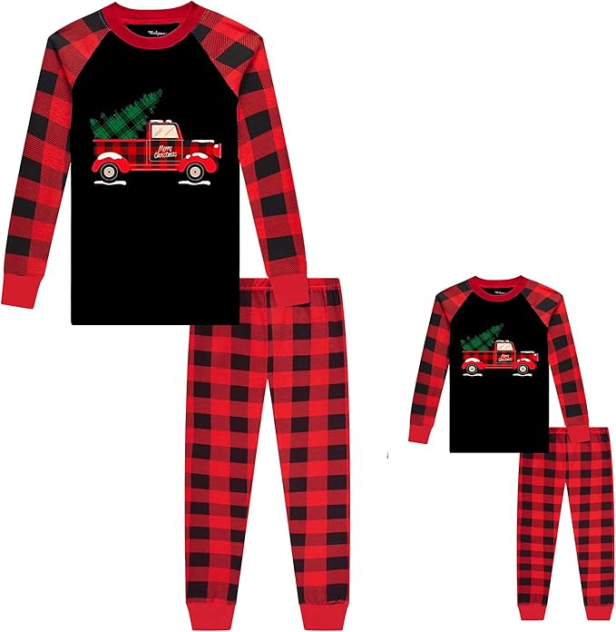 Babyroom Girls Matching Doll&Toddler 4 Piece Cotton Pajamas Toddler Christmas Sleepwear