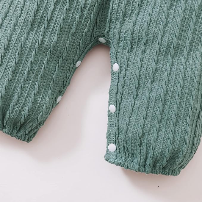 Happy Town Baby Girl Romper Infant Fall Winter Clothes Ruffle Sweater Long Sleeve Bodysuit Jumpsuit and Headband