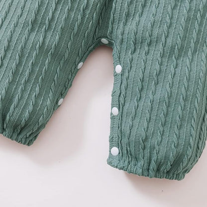 Happy Town Baby Girl Romper Infant Fall Winter Clothes Ruffle Sweater Long Sleeve Bodysuit Jumpsuit and Headband