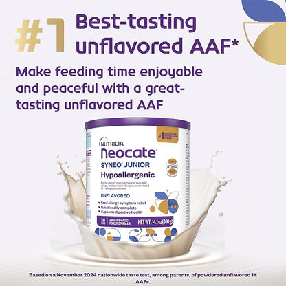 Nutricia Neocate Syneo Junior - Hypoallergenic, Dairy-free, Amino Acid-Based Formula for 1+ Years - For Toddlers, Kids & Teens - Powdered Formula - Syneo Junior - 14.1 oz can (Case of 1)