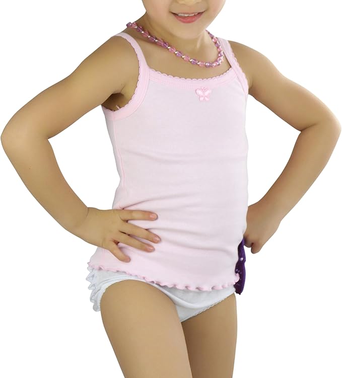 ToBeInStyle Girl's 4 Pack Ruffle Hem Spaghetti Strap Tank Tops