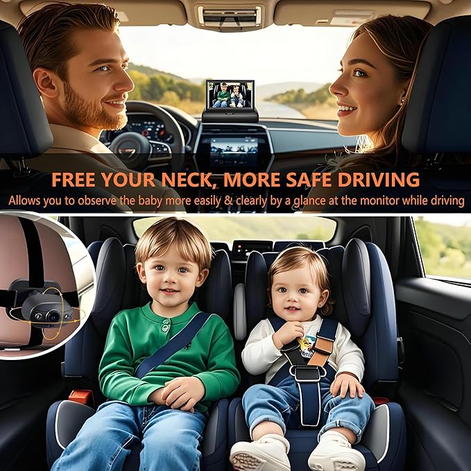 YIMU Baby Car Camera for Backseat: Rear-Facing Infant Back seat Camera Baby with HD 720P, Easy Setup, Crystal-Clear Night Vision, and 360° Rotation KB (KB40 4.3 inch)