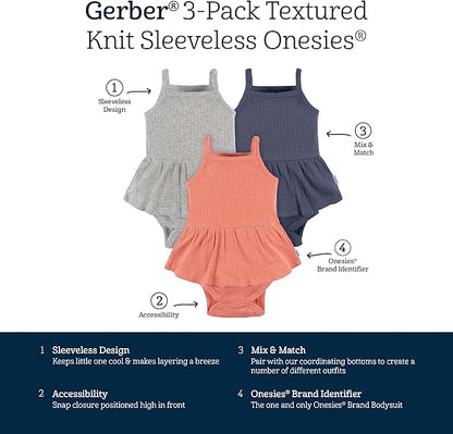Gerber Baby Girls Multi-Pack Sleeveless Onesies Bodysuit