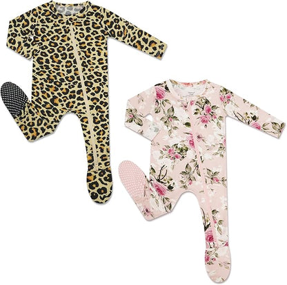 HAPIU Rayon from Bamboo Baby Footed Pajamas, 2 Way Zipper YKK, Footie for Baby Boy Girls, Newborn-24 Months