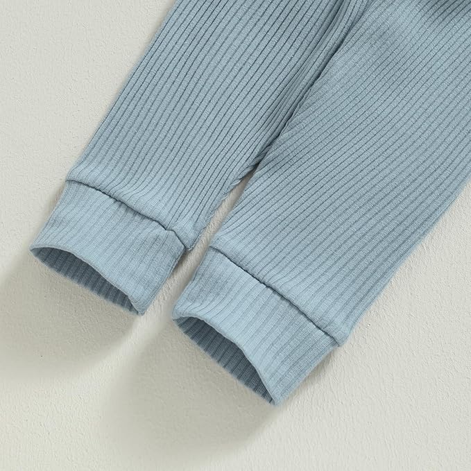 Newborn Baby Boy Girl Clothes Ribbed Knitted Long Sleeve Romper Pants Solid Cotton Infant Fall Winter Outfits 2Pcs
