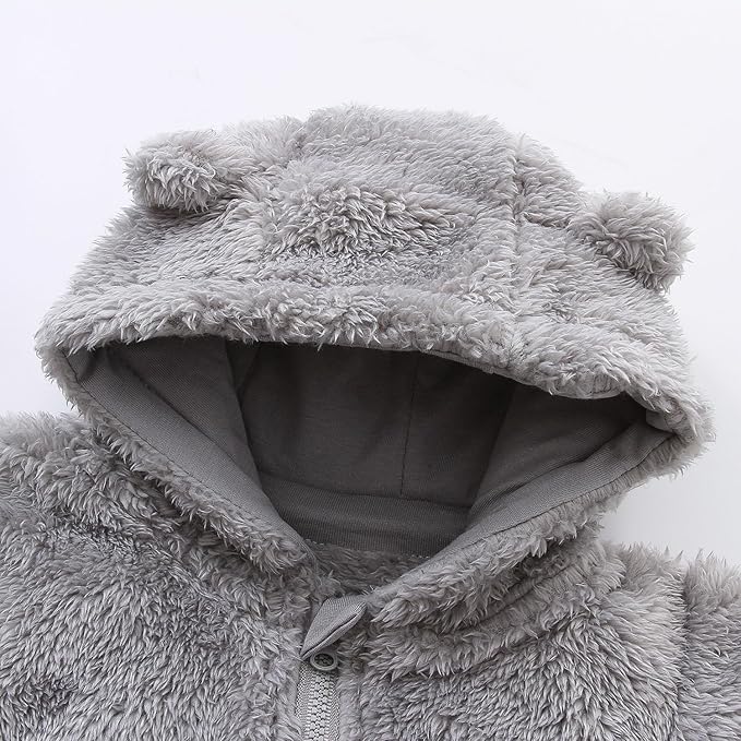 Newborn Baby Snowsuit Fleece Lined Onesie Outfits Warm Hooded Romper for Infant