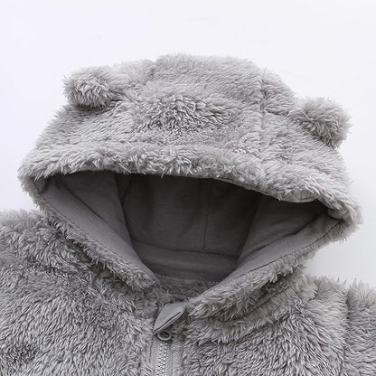 Newborn Baby Snowsuit Fleece Lined Onesie Outfits Warm Hooded Romper for Infant