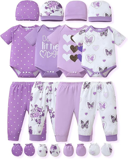 NZRVAWS Newborn Baby Boy Girl Clothes Unisex Preemie Infant Must Have Pants Set Outfits 0-18 Months 20 Pcs Essentials Gift