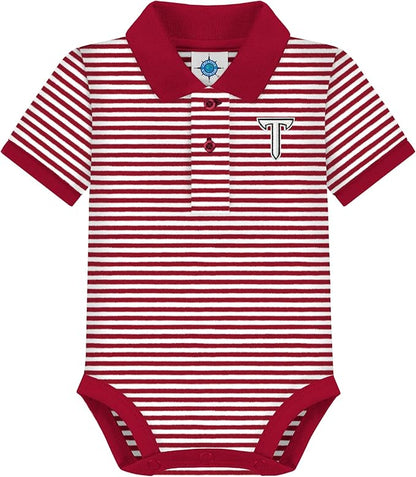 Creative Knitwear College Baby Striped Polo Bodysuit - Team Logo, Multiple Colors, for Boys & Girls (0-12 Months)