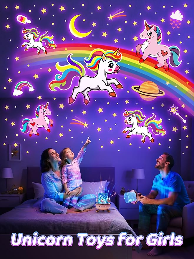 Carousel Night Light for Kids, 15 Music+15 Films+315 Colors Star Projector for Kids Night Light Projector,360°+Remote+1200mah Unicorn Toys for Girls Room Decor, Valentines Gifts for Kids, Girls, Baby