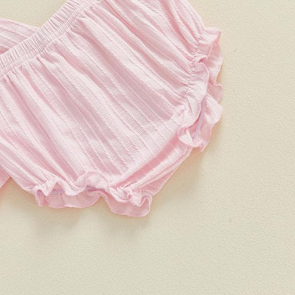 Mubineo Baby Girl Summer Clothes Cute Ruffle Tops Dress Shorts Outfits Set Infant Toddler Shrit Bloomers Princess Outfit