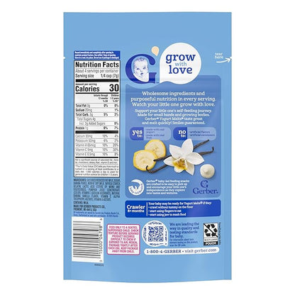 Gerber Stage 3 Baby Food Snacks, Banana Vanilla Yogurt Melts, Freeze Dried Yogurt and Fruit Snacks for Babies, Baby Led Feeding, 7-Pack
