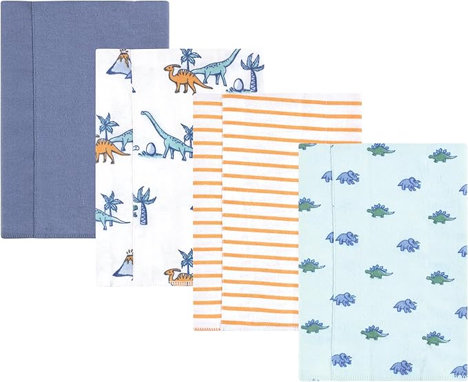 Luvable Friends Hudson Baby Flannel Burp Cloths 4pk, Dino Garden