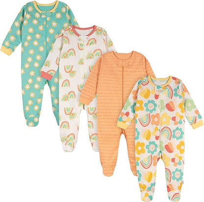 Onesies Brand baby-girls 4-pack Sleep 'N Play Footies Multi Pack