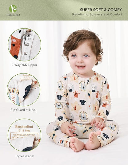 Baby Zippered Rompers Newborn Pajamas Sleepers Long Sleeve Jumpsuits Infant Zipper Romper-Viscose from Bamboo
