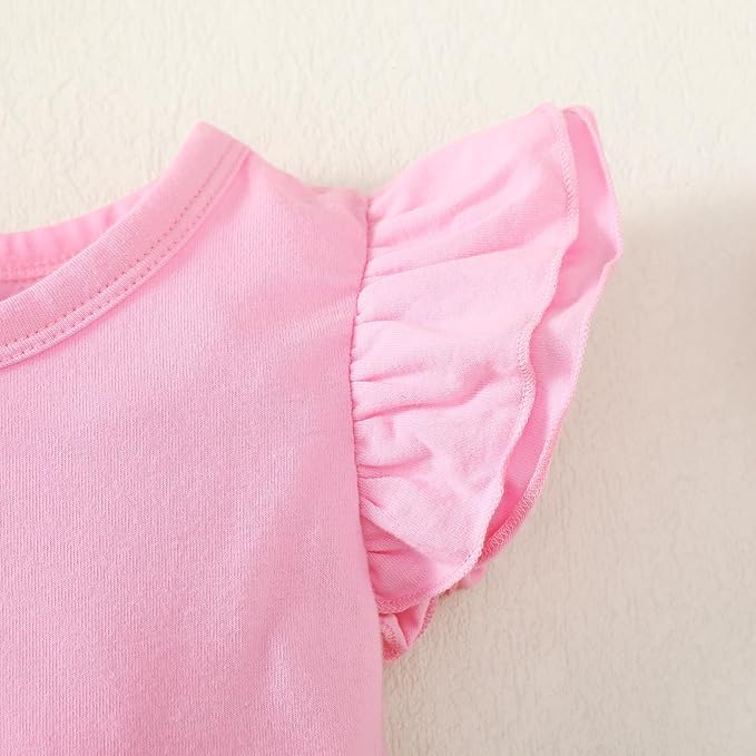 Magic Park 0-24M Infant Girl Romper Baby Girls Solid Color Bodysuit Toddler Ruffle Jumpsuit Shirts Casual Tops Baptism Shirt