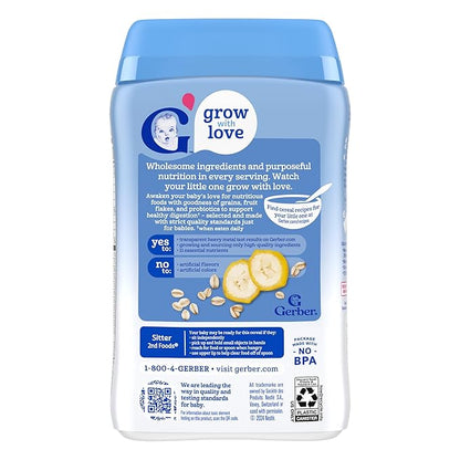Gerber Stage 2 Baby Food, Oatmeal Banana Cereal, Probiotics Support Healthy Digestion, Baby Oatmeal Cereal