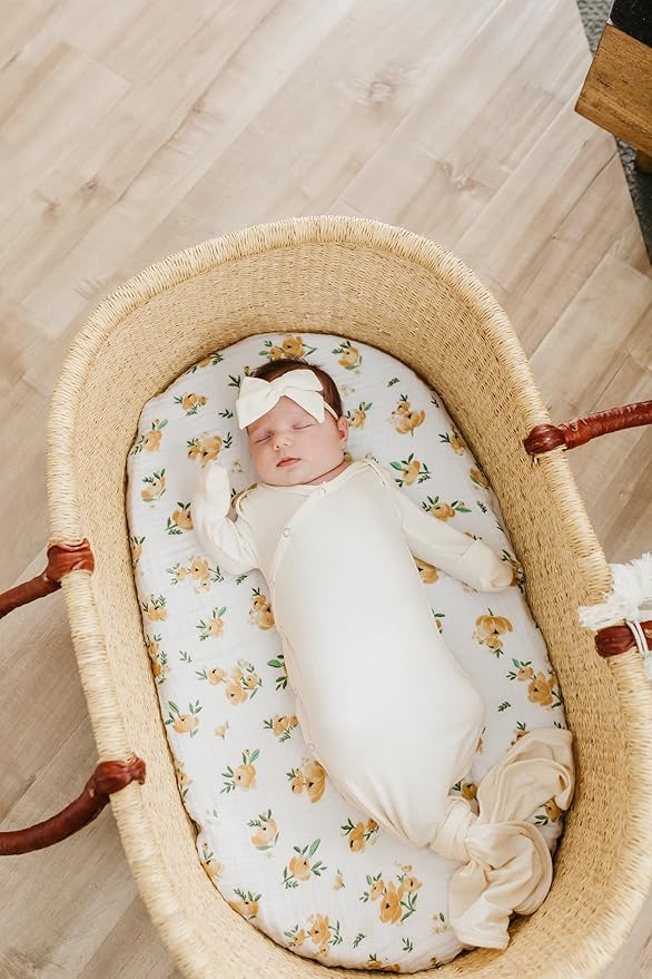 Copper Pearl Baby Gown - Knotted Newborn Sleepers for Baby Boy and Girl, Soft Stretchy Long Sleeve Infant Gowns with Bottom Tie and Hand Mittens, Perfect Hospital Coming Home Outfit (Yuma)