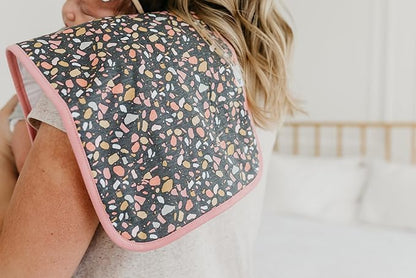 Copper Pearl Premium Baby Burp Cloths - 3-Pack Large Cotton Burp Cloths, Extra Soft Spit Up Rags with 3 Absorbent Layers, Perfect for Baby Boy and Baby Girl Gifts (21" x 10" Size, Zella Set)