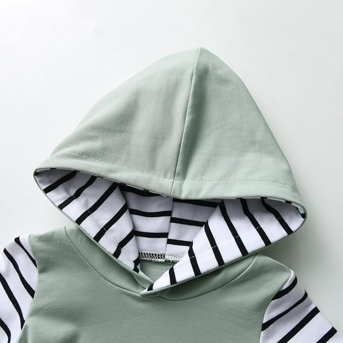 Toddler Infant Baby Boy Clothes Striped Long Sleeve Hoodie Tops Sweatsuit Pants Outfit Set
