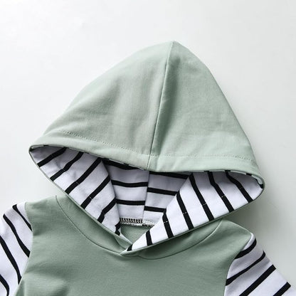 Toddler Infant Baby Boy Clothes Striped Long Sleeve Hoodie Tops Sweatsuit Pants Outfit Set