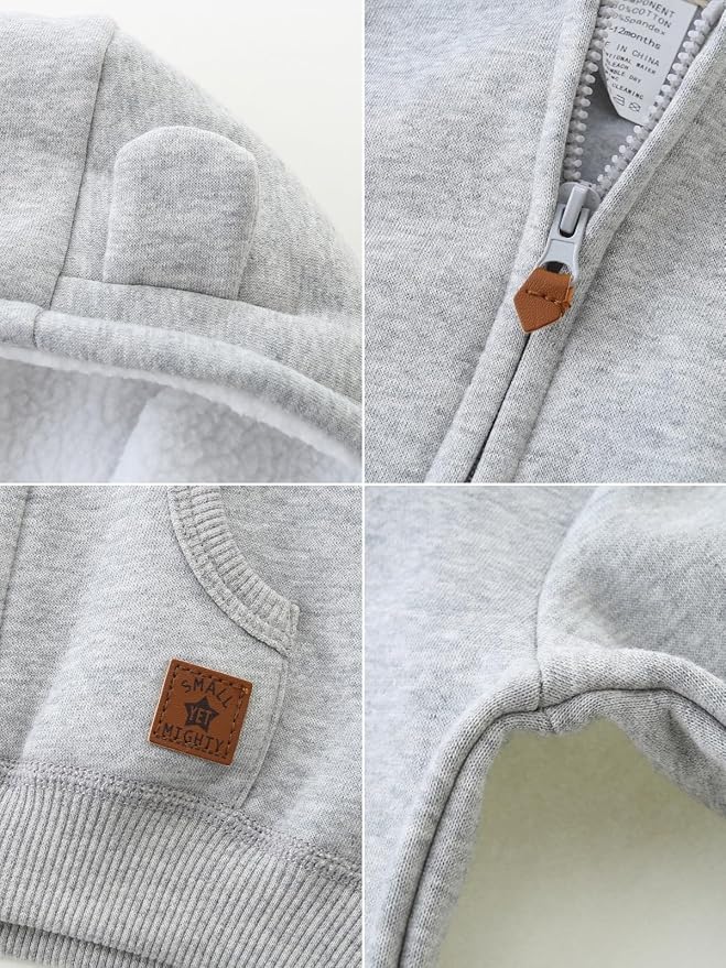 Baby Boy Girl Clothes Zip-Up Hoodies with Sherpa Lining Spring Fall Outerwear Coat