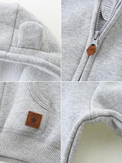 Baby Boy Girl Clothes Zip-Up Hoodies with Sherpa Lining Spring Fall Outerwear Coat