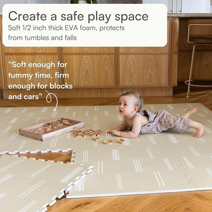 Lillefolk Foam Baby Play Mat – Interlocking Tiles for Kids | Non-Toxic Crawling Mat for Tummy Time, Toddlers & Babies – 6x6ft 9 Tiles