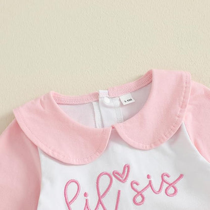 Gaono Newborn Baby Girl Romper Waffle Knit Striped Long Sleeve Doll Collar Heart Bow Jumpsuit Bodysuit Fall Winter Clothes