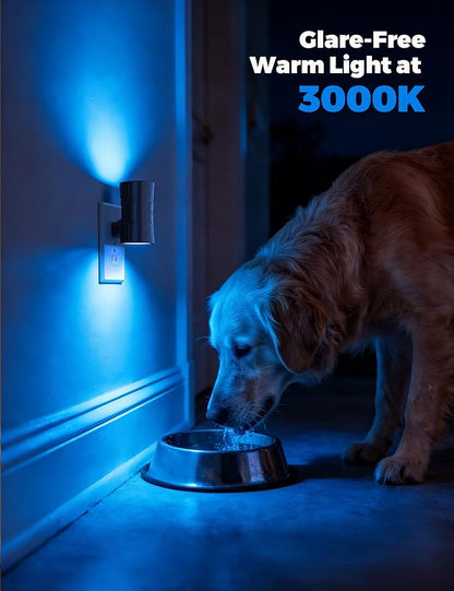 Night Light, 2-Pack Dimmable Plug-in Night Light with Auto On/Off & 90°Rotatable Plug, 0-100LM Adjustable Brightness, 1W Ultra Low Energy for Bedroom, Hallway, Bathroom, Nursery, Kids, Blue