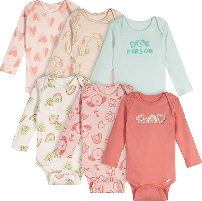 Onesies Brand, Unisex Baby, 6-Pack Long Sleeve Bodysuits