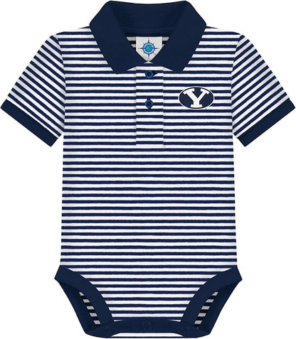 Creative Knitwear College Baby Striped Polo Bodysuit - Team Logo, Multiple Colors, for Boys & Girls (0-12 Months)