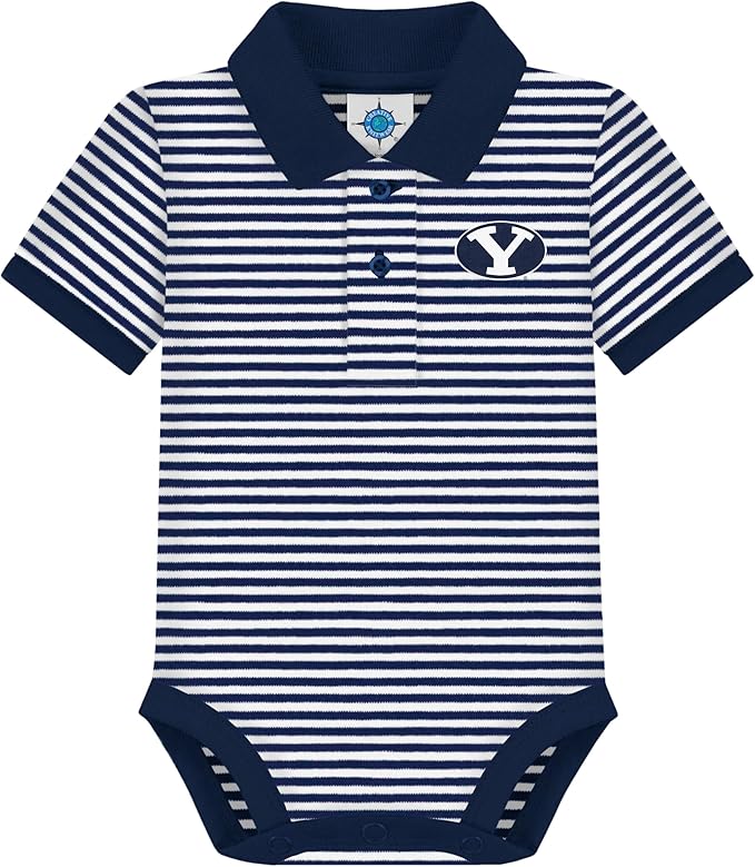 Creative Knitwear College Baby Striped Polo Bodysuit - Team Logo, Multiple Colors, for Boys & Girls (0-12 Months)