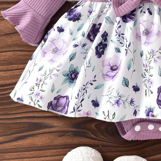 Aalizzwell Infant Baby Girls One Piece Romper Dress with Hat 0-18 Months