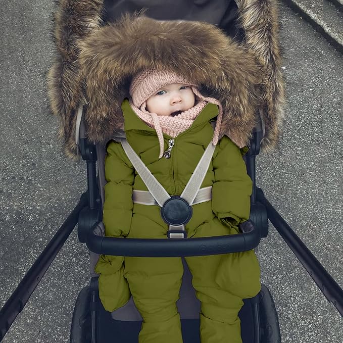 Baby Boys Girls One-Piece Snowsuit Winter Padded Coat Hooded Ski Suit Full Zip Insulated Jacket Jumpsuit Ski Clothes