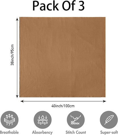 GLLQUEN BABY Muslin Swaddle Blankets,3-Pack Receiving Blanket for Newborn Boys and Girls,Baby Swaddle Blanket Unisex,Little Bear,Baby Essentials, Registry & Gift, 40 x 38 inches