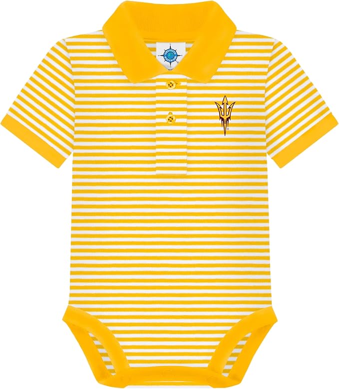 Creative Knitwear College Baby Striped Polo Bodysuit - Team Logo, Multiple Colors, for Boys & Girls (0-12 Months)