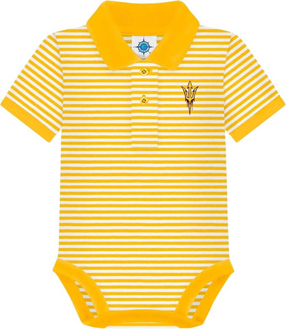 Creative Knitwear College Baby Striped Polo Bodysuit - Team Logo, Multiple Colors, for Boys & Girls (0-12 Months)