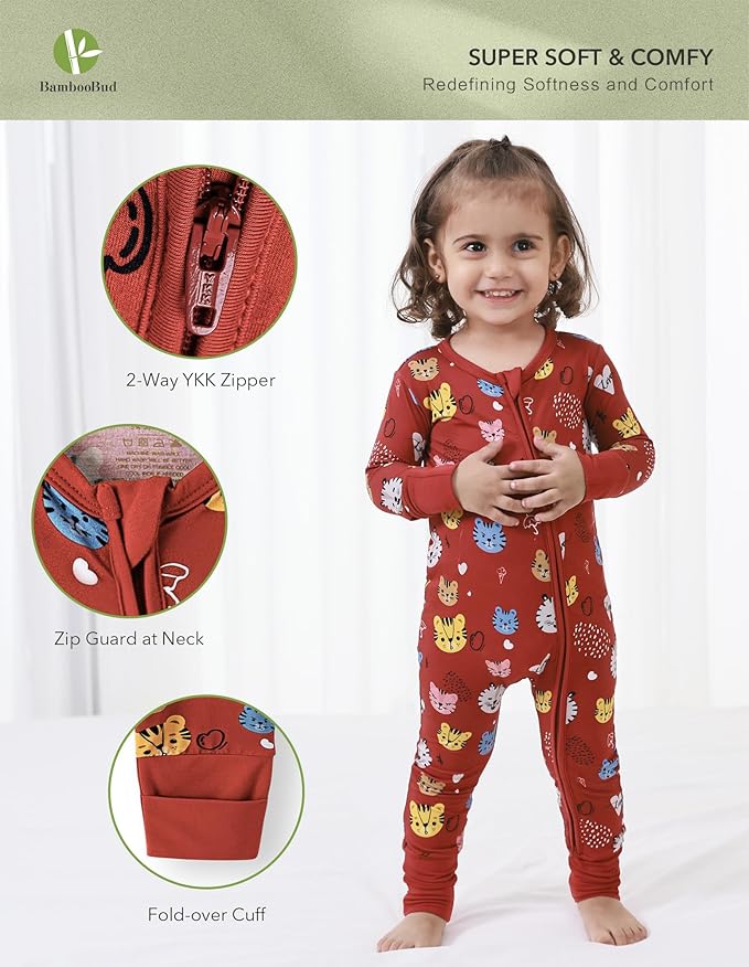 Baby Zippered Rompers Newborn Pajamas Sleepers Long Sleeve Jumpsuits Infant Zipper Romper-Viscose from Bamboo