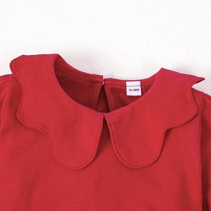 0-24M Infant Girls Ruffle Collar Bodysuit Baby Girl Casual Romper Toddler Solid Color Jumpsuit Winter Clothes