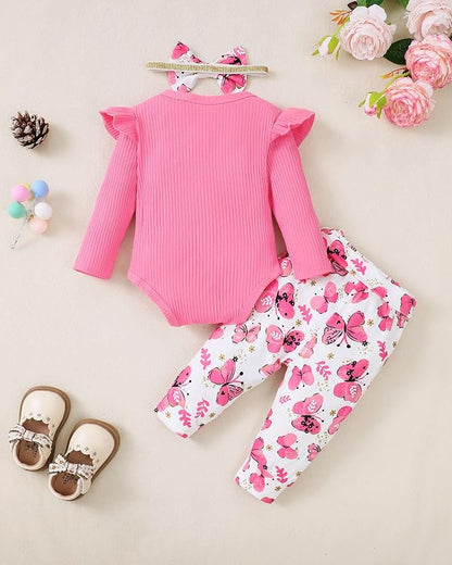 Newborn Baby Girl Clothes Infant Girl Outfits 0 3 6 12 18 Months Clothes for Girls Headband Clothing Set