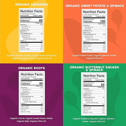 Serenity Kids 6+ Months Veggie Puree Baby Food Pouches - USDA Organic Baby Food - BPA-Free Allergen-Free Toddler Pouches - On-the-Go Toddler Meals - 3.5 Oz, 8 Pack