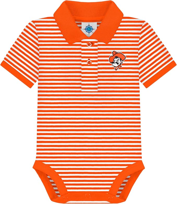 Creative Knitwear College Baby Striped Polo Bodysuit - Team Logo, Multiple Colors, for Boys & Girls (0-12 Months)