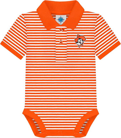 Creative Knitwear College Baby Striped Polo Bodysuit - Team Logo, Multiple Colors, for Boys & Girls (0-12 Months)