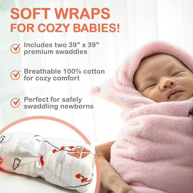 Baby Shusher Gift Set - Includes Portable White Noise Sound Machine, 2 Shushie Pacifiers, and 2 Cotton Swaddles, Travel Friendly Baby Soother for Developing Sleep Routines