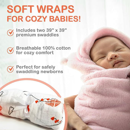 Baby Shusher Gift Set - Includes Portable White Noise Sound Machine, 2 Shushie Pacifiers, and 2 Cotton Swaddles, Travel Friendly Baby Soother for Developing Sleep Routines