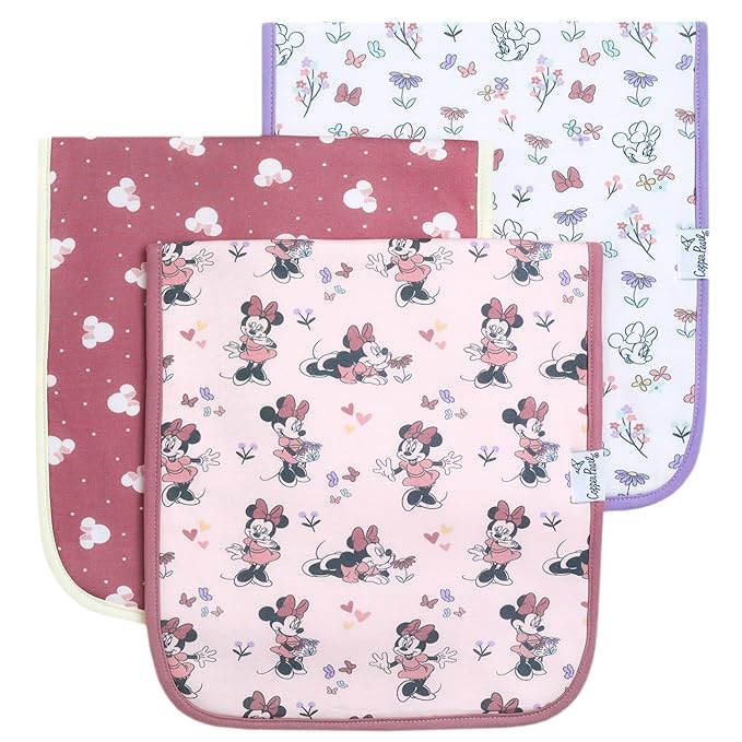 Copper Pearl Baby Burp Cloth Large 21''x10'' Size Premium Absorbent Triple Layer 3-Pack Gift Set Minnie Mouse